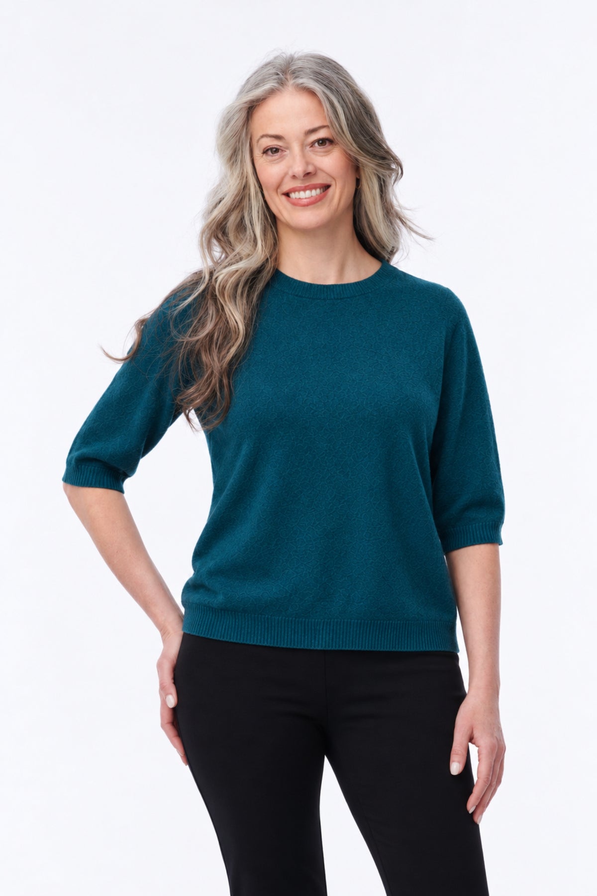 Cashmere-Blend Short Sleeve Sweater
