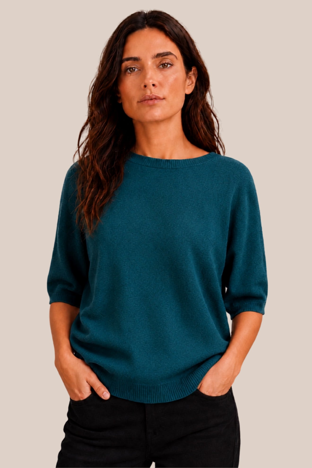 Cashmere-Blend Short Sleeve Sweater