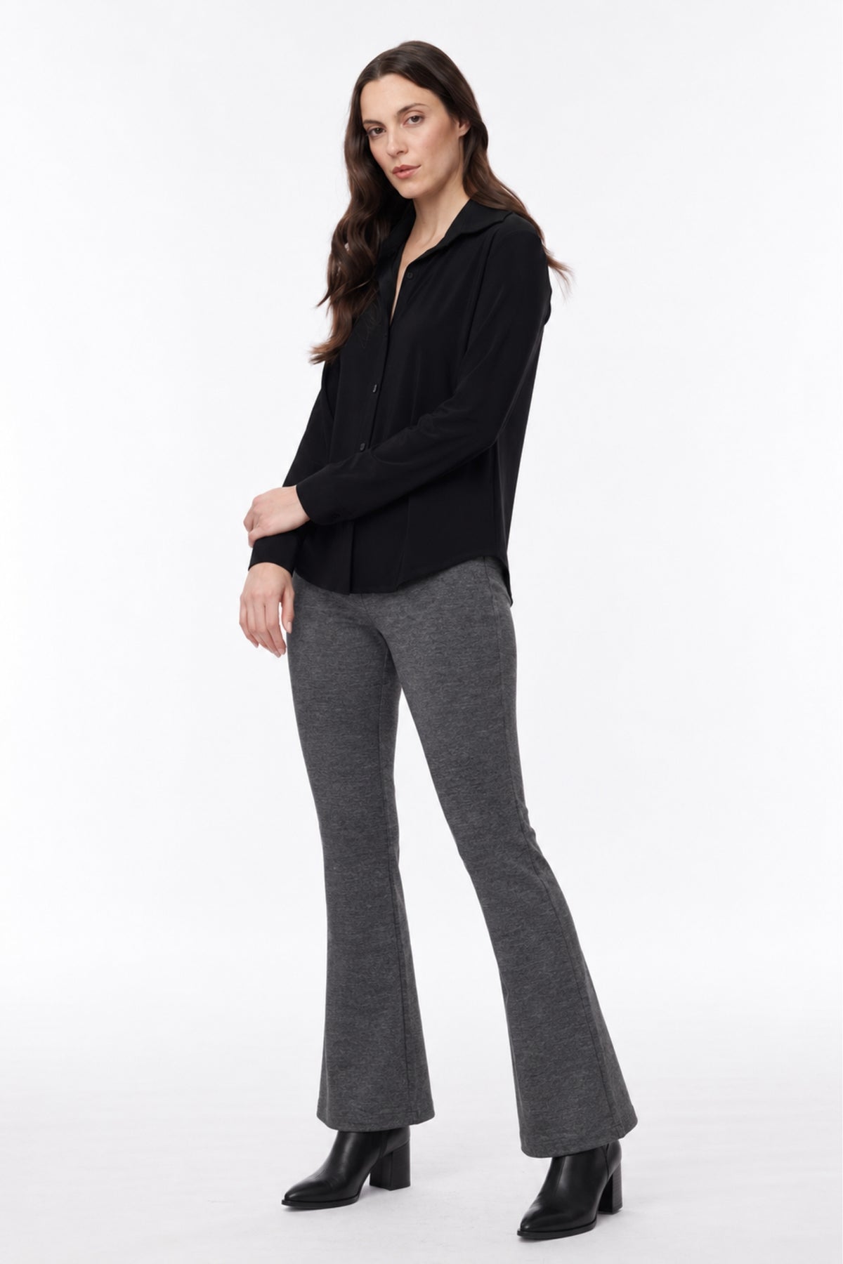 Aro Reversible Kick Flare Travel Pant – Plaid/Grey - Helene Clarkson Design