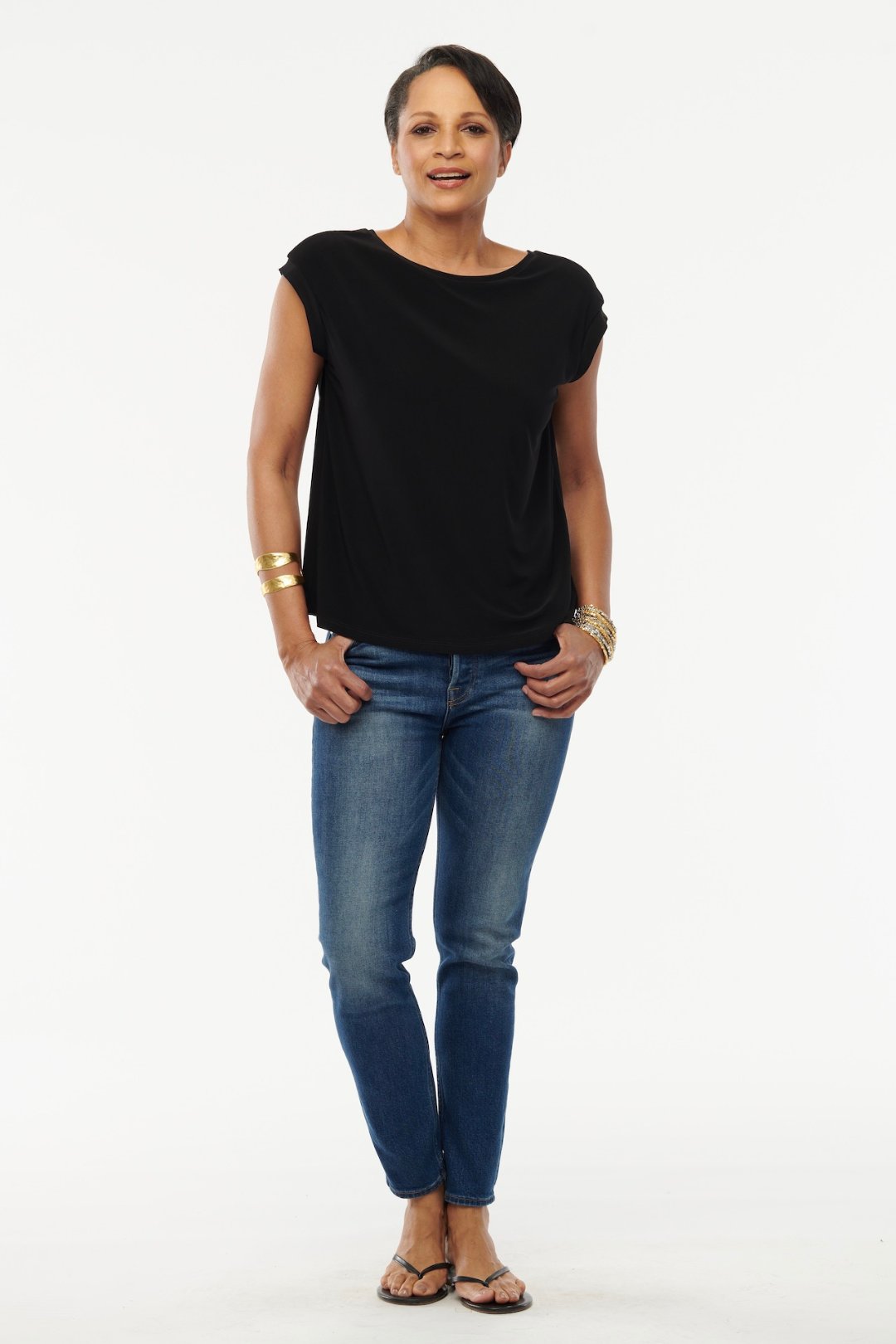 Helene Clarkson Design Ada reversible top made of wrinkle-free jersey knit, featuring a versatile, stylish shirt with smooth fabric.