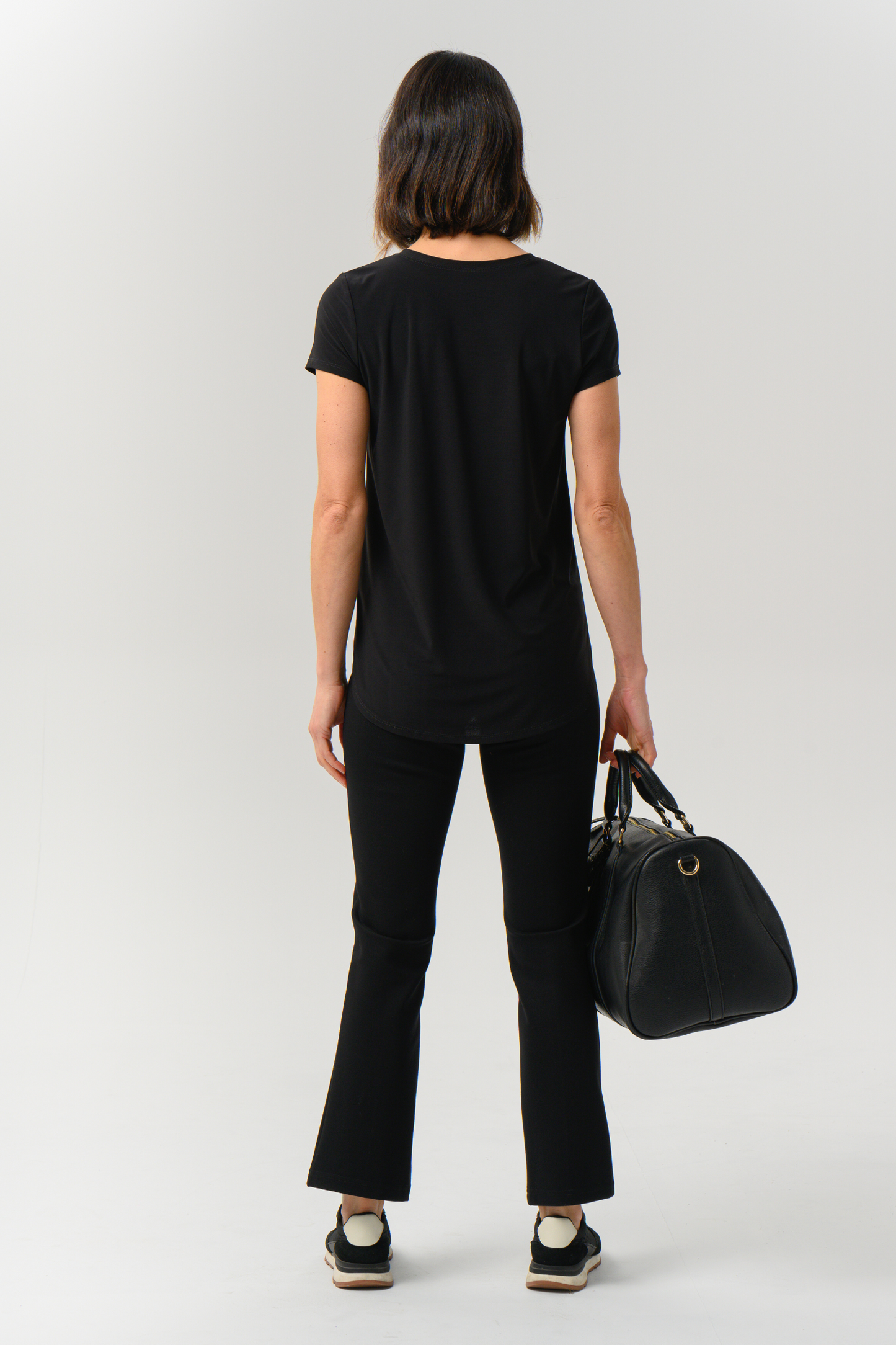 Tan Helene Clarkson Design reversible tee shirt with short sleeves and a casual fit, showing both tan and complementary colors.