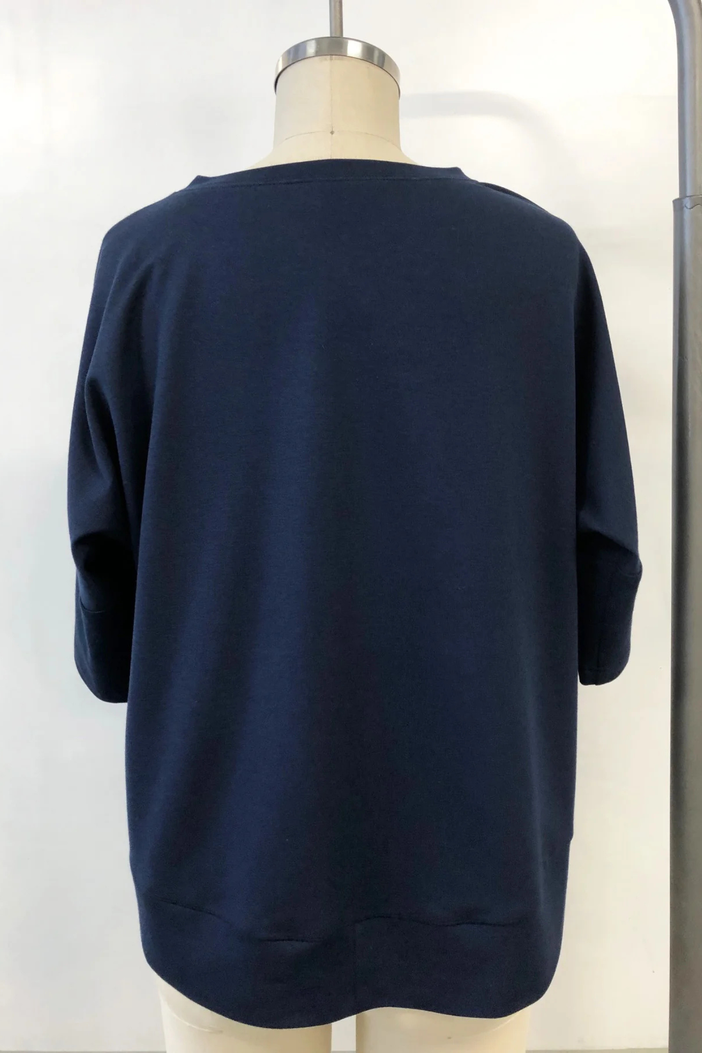 Short Sleeve Silk T-Shirt French Navy Amaryllis - Helene Clarkson Design