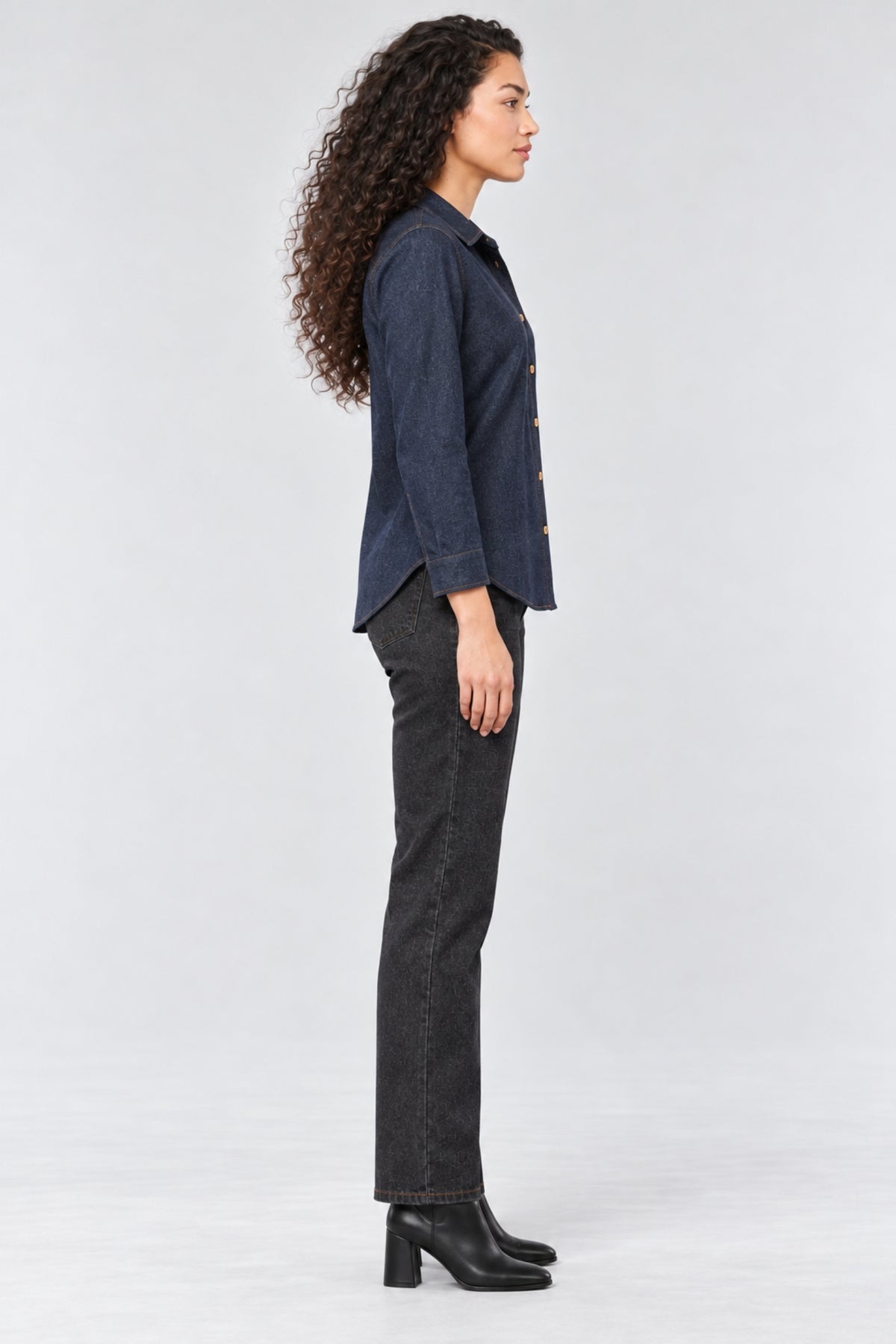 Bala Ponte Denim Button-Down Blouse