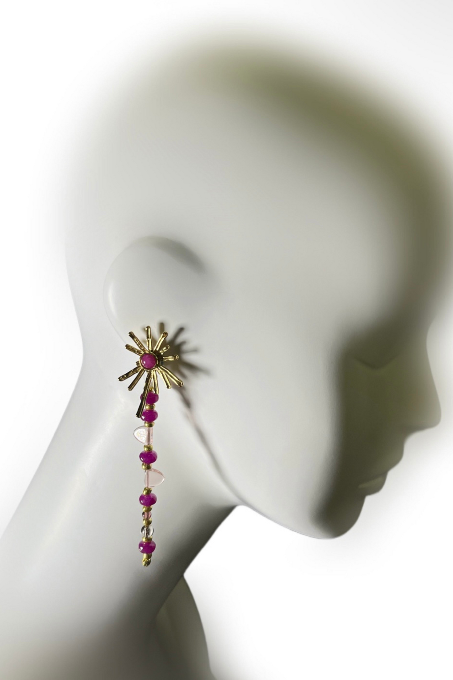 Modular Pink Agate & Czech Glass Earrings | Ibérina Design - Helene Clarkson Design