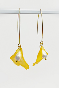 Acrylic Petals and Freshwater Pearl Earrings - Helene Clarkson Design