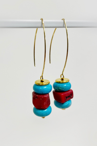Coral and Turquoise Bead Earrings - Helene Clarkson Design