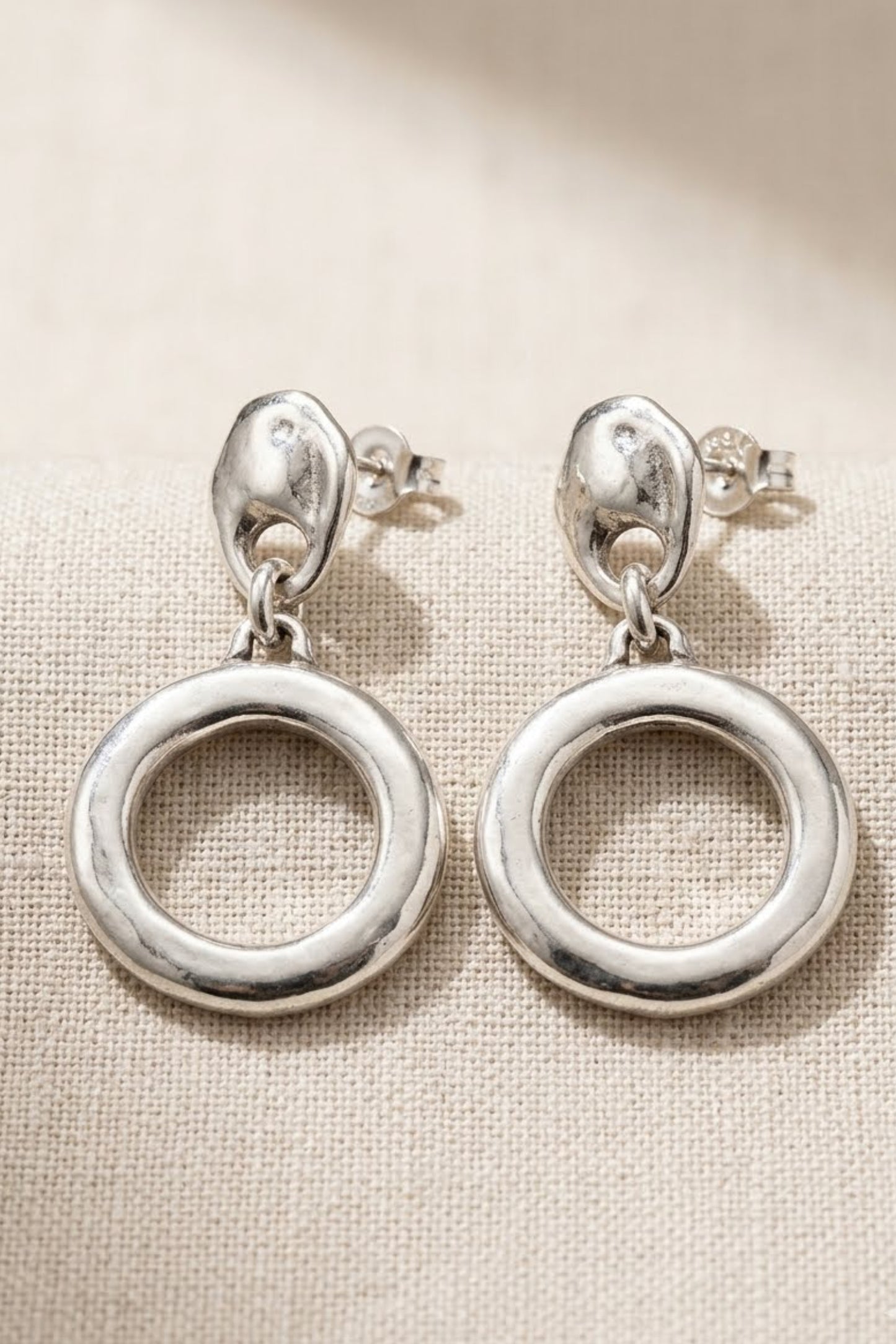 Ciclón Silver-Plated Sculptural Circle Earrings