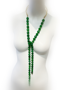 Gold Stainless Steel & Green Agate Necklace - Helene Clarkson Design