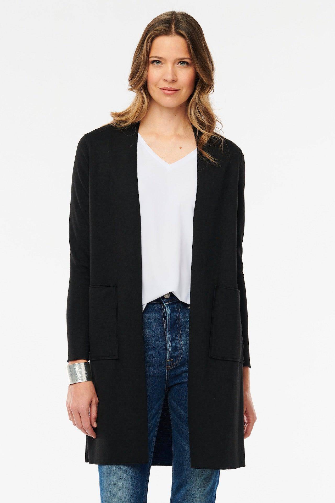 Cabri Reversible Cardigan in Merino Wool - Moroccan/Black - Helene Clarkson Design