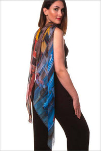 Oversized Square Italian Cashmere Blend Scarf - Cinque Terre, Italy - Helene Clarkson Design