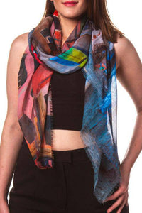 Oversized Square Italian Cashmere Blend Scarf - Cinque Terre, Italy - Helene Clarkson Design