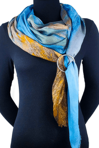 Oversized Square Italian Cashmere Blend Scarf - Icelandic Blue, Iceland - Helene Clarkson Design