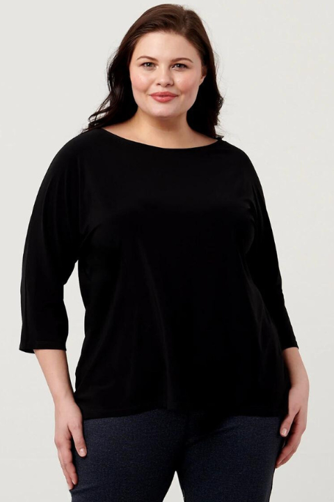 Helene Clarkson Design Sousa wrinkle-free jersey knit top, a stylish and comfortable shirt with a smooth fabric finish.