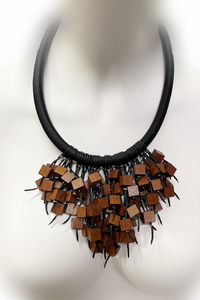 Square Wood Beads and Cord Necklace - Helene Clarkson Design