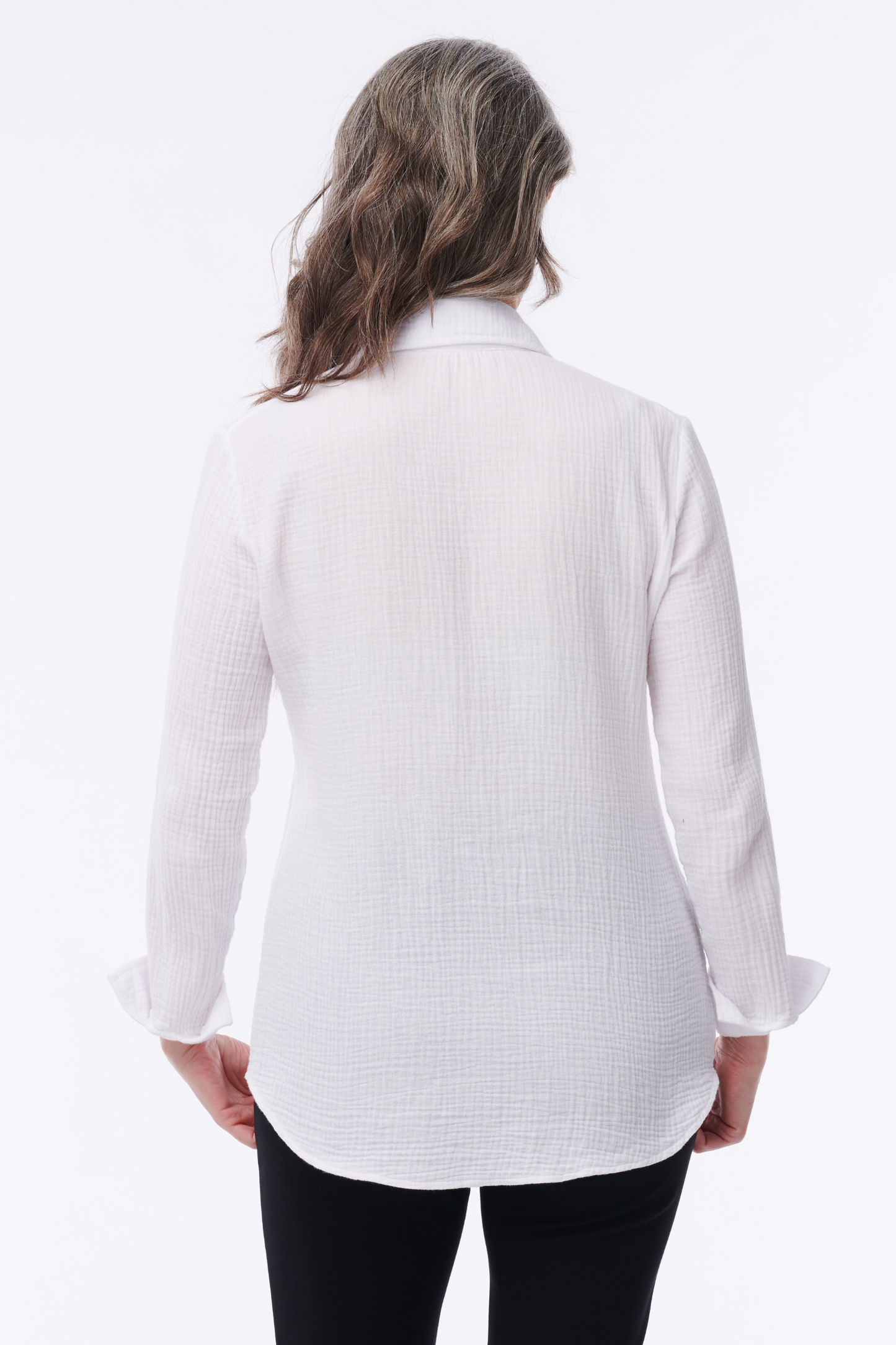 Amalfi Crinkle Gauze Button-Down Blouse - Helene Clarkson Design