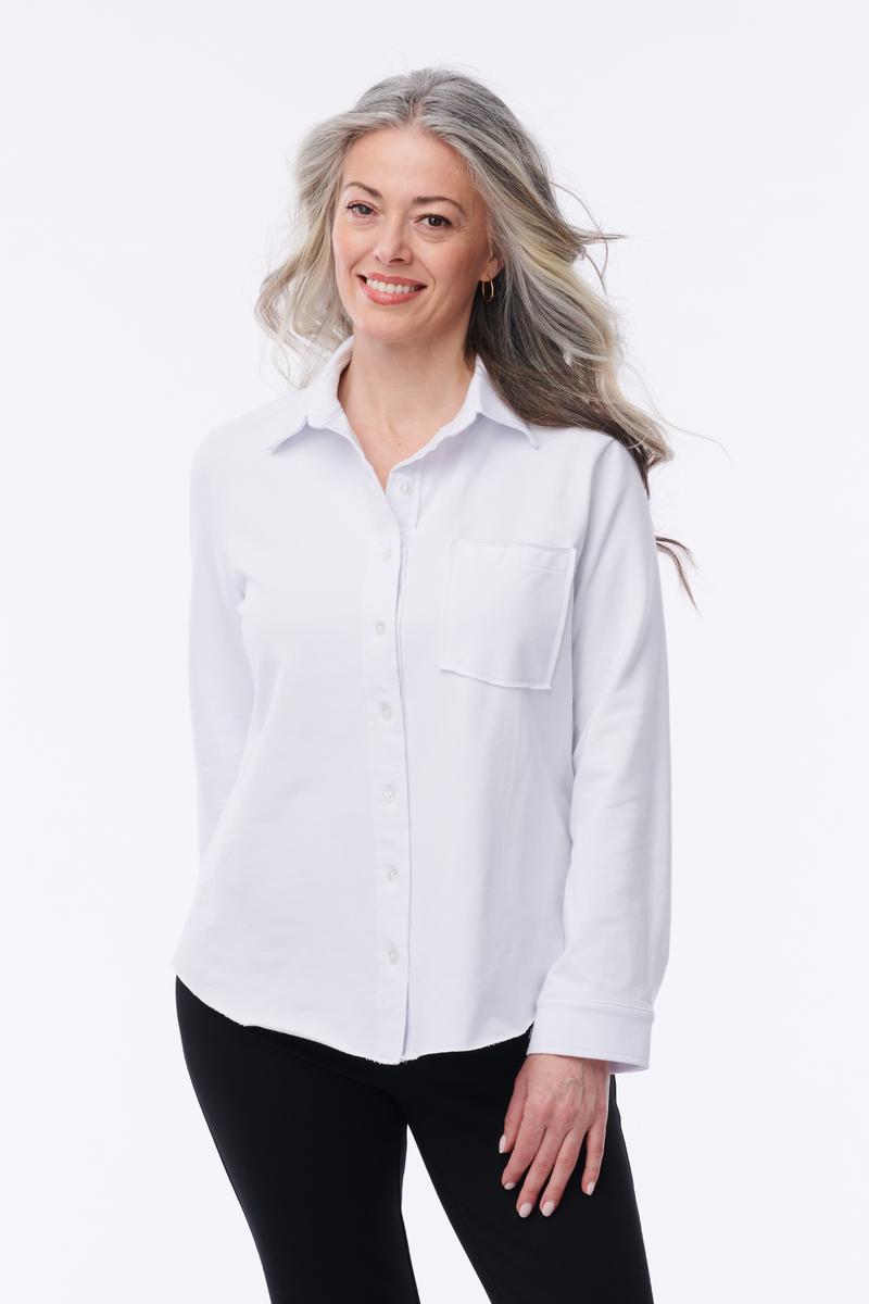 Alexandra French Terry Button Down Shirt - Helene Clarkson Design