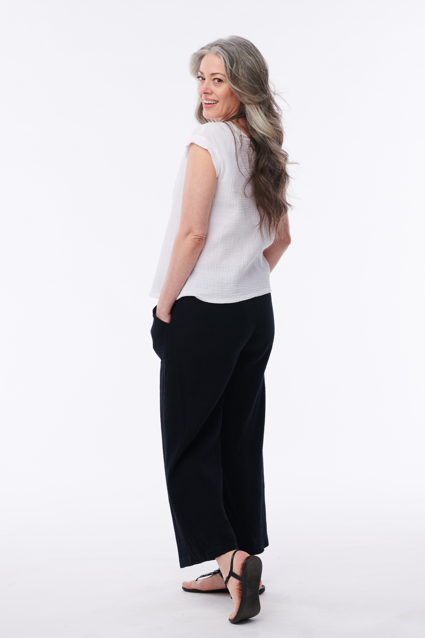 Andorra Crinkle Gauze Crop Pant With Pockets (Copy) - Helene Clarkson Design
