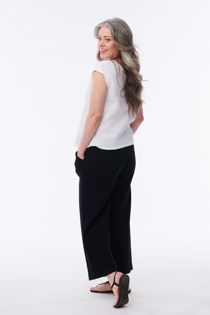 Andorra Crinkle Gauze Crop Pant With Pockets (Copy) - Helene Clarkson Design