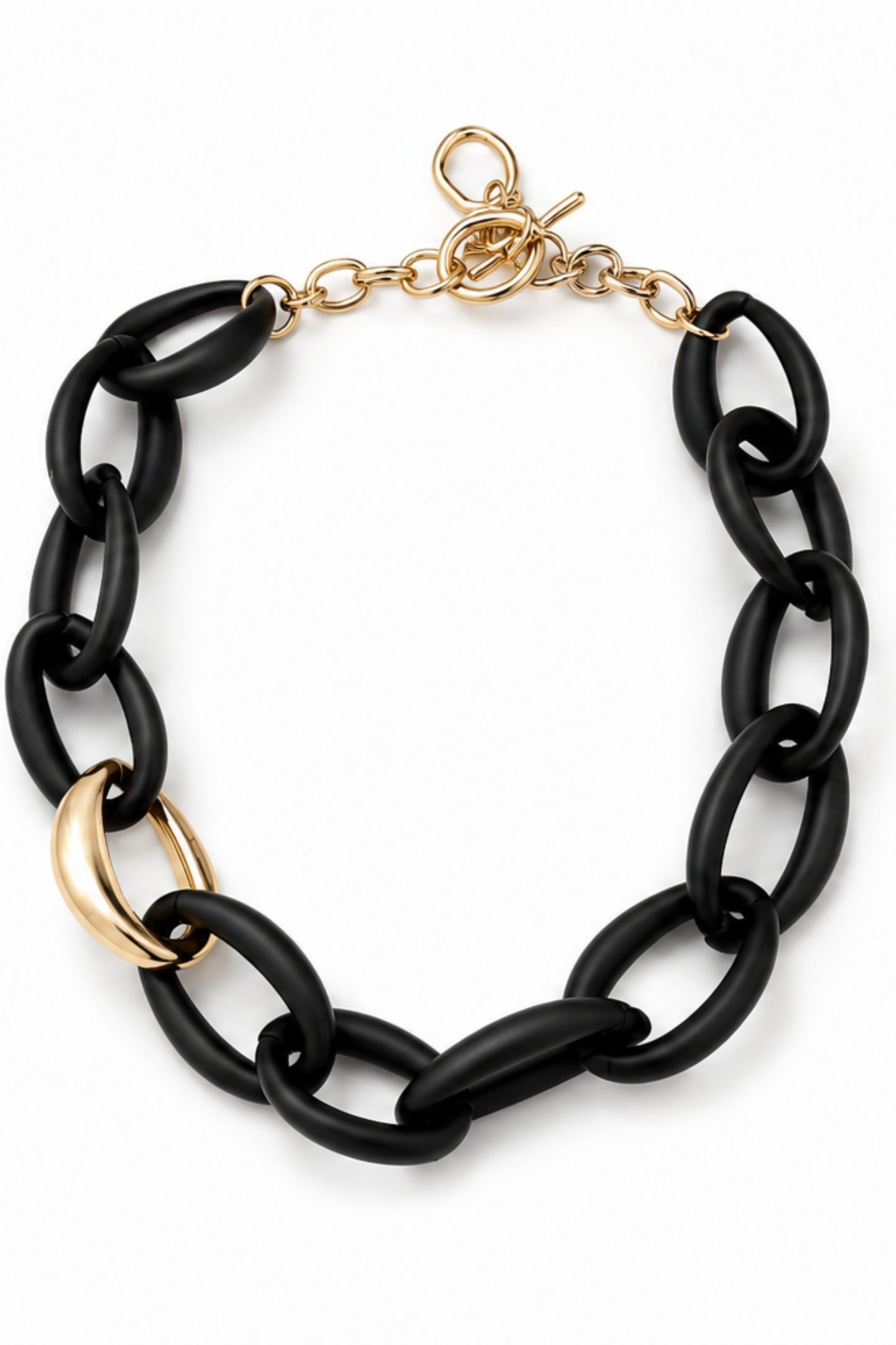 Matte Resin Sculptural Link Necklace