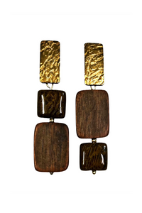 Ebony, Wood, and Earth Agate Stainless Steel Earrings - Helene Clarkson Design