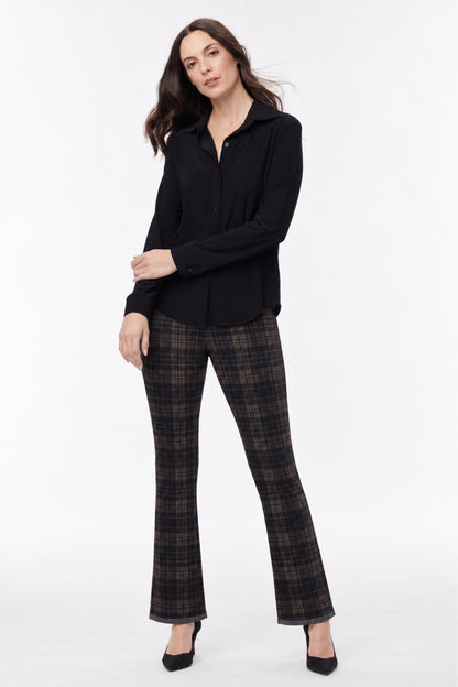 Aro Reversible Kick Flare Travel Pant – Plaid/Grey - Helene Clarkson Design