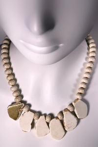 Howlite and Gold-Leaf Open Back Necklace - Helene Clarkson Design