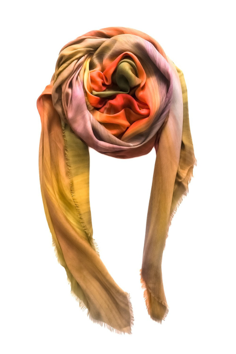 Oversized Square Italian Cashmere Blend Scarf - Wildflowers, California - Helene Clarkson Design