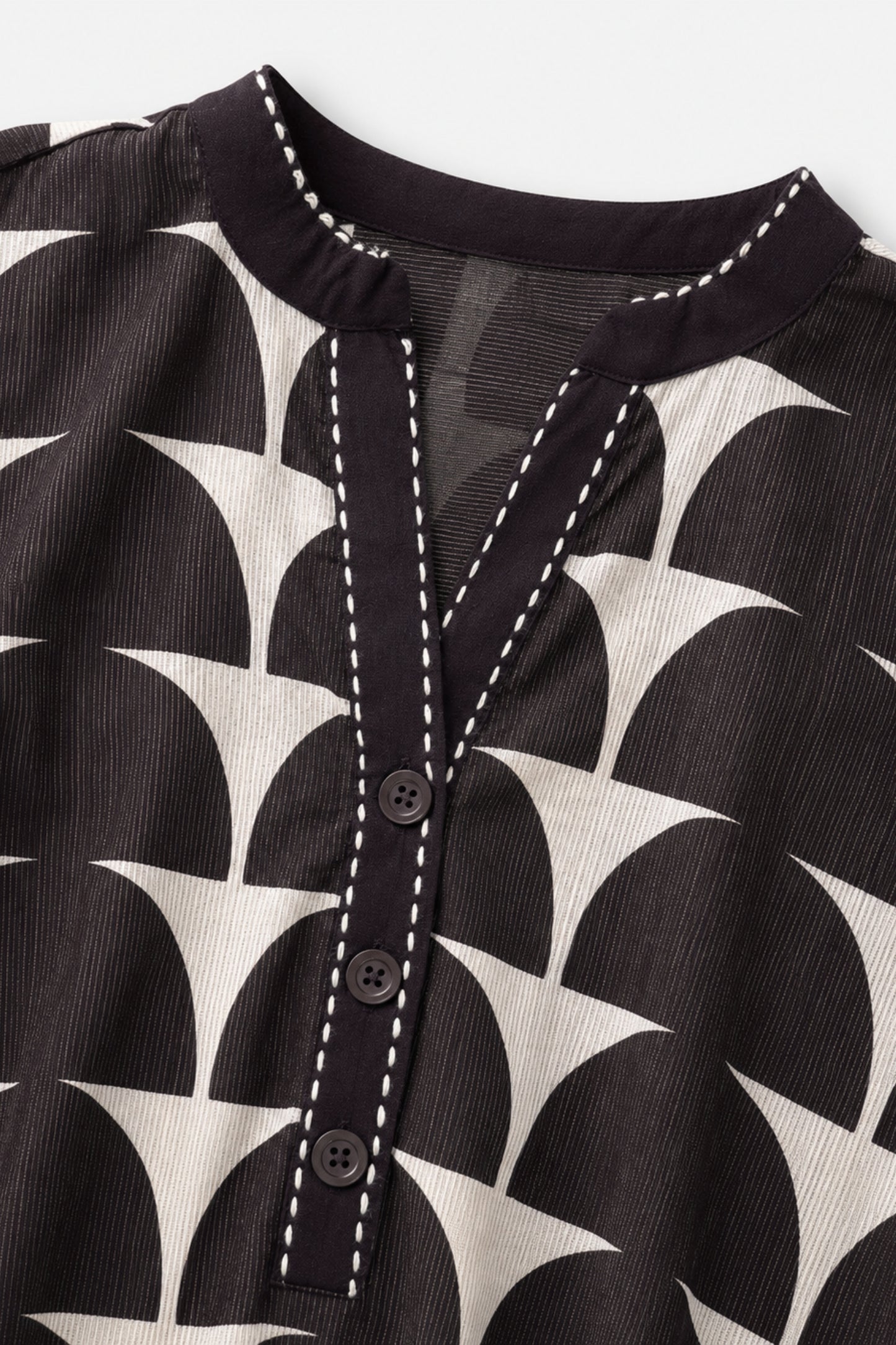 Black Geometric Print Cotton Tunic Shirt