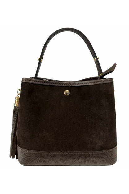 Italian Suede and Leather Bucket Bag
