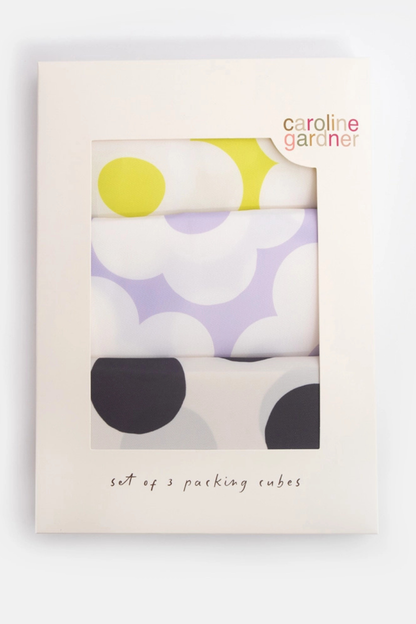 Multi Flower / Check Set of 3 Packing Cubes - Helene Clarkson Design