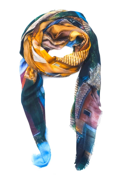 Oversized Square Italian Cashmere Blend Scarf - Provence - France - Helene Clarkson Design