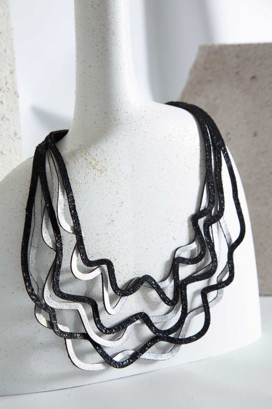 Curves Duo Necklace - Silver+Black