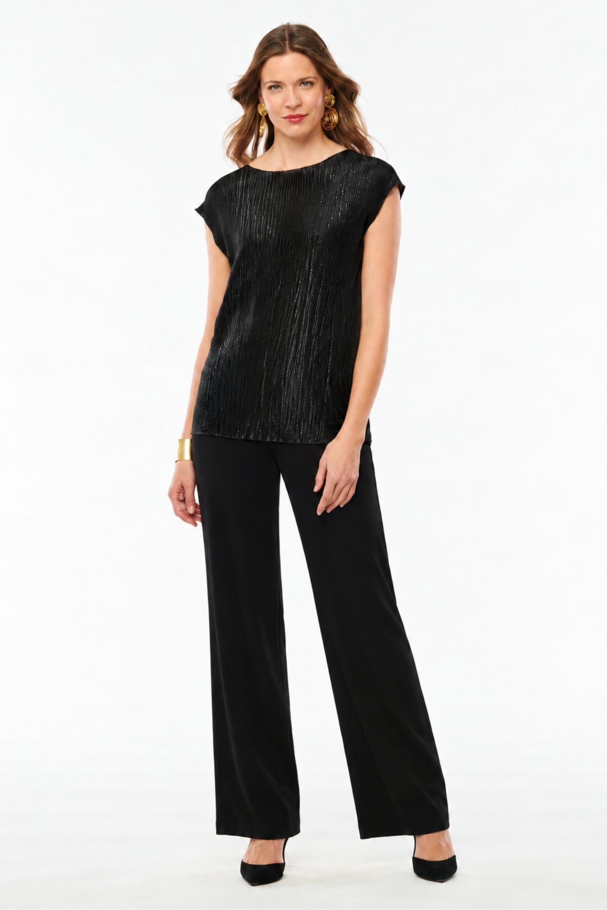 Billy 4-Way Reversible Top – Black Textured Matte and Shimmer