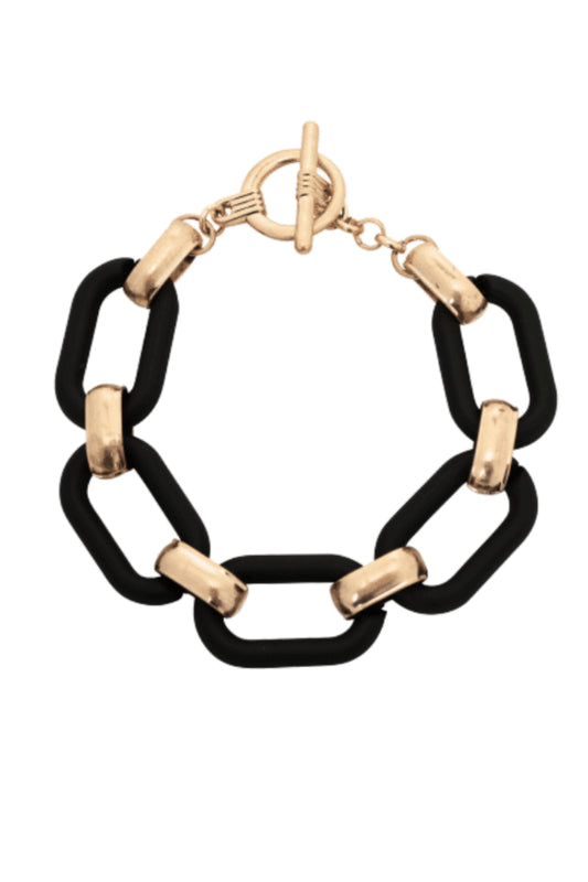 Matte Resin Sculptural Link Toggle Bracelet