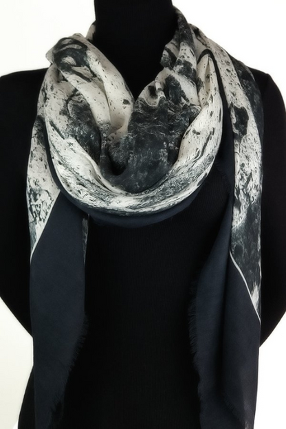 Oversized Square Italian Cashmere Blend Scarf - Fossils - Israel - Helene Clarkson Design