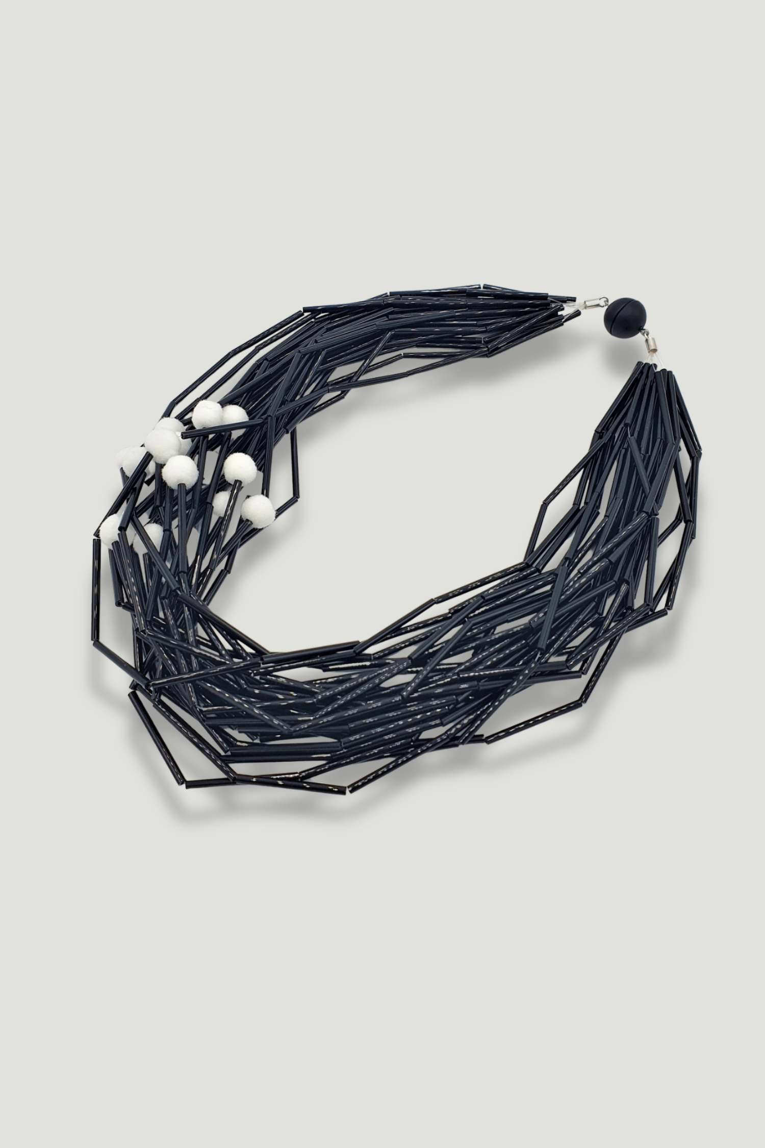 Glass Tube and Pompon Necklace - Rosalba Galati - Helene Clarkson Design