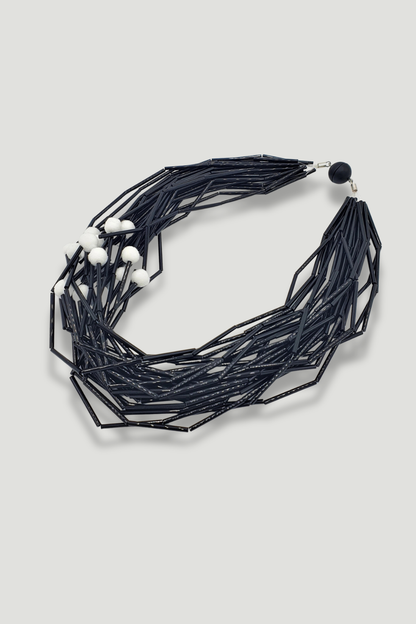 Glass Tube and Pompon Necklace - Rosalba Galati - Helene Clarkson Design