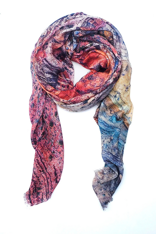 Oversized Square Italian Cashmere Blend Scarf - Layers of Time Grand Canyon - Arizona - Helene Clarkson Design