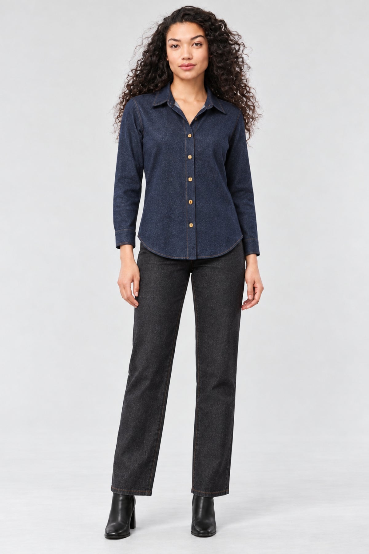 Bala Ponte Denim Button-Down Blouse