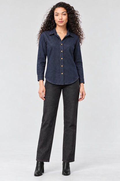 Bala Ponte Denim Button-Down Blouse