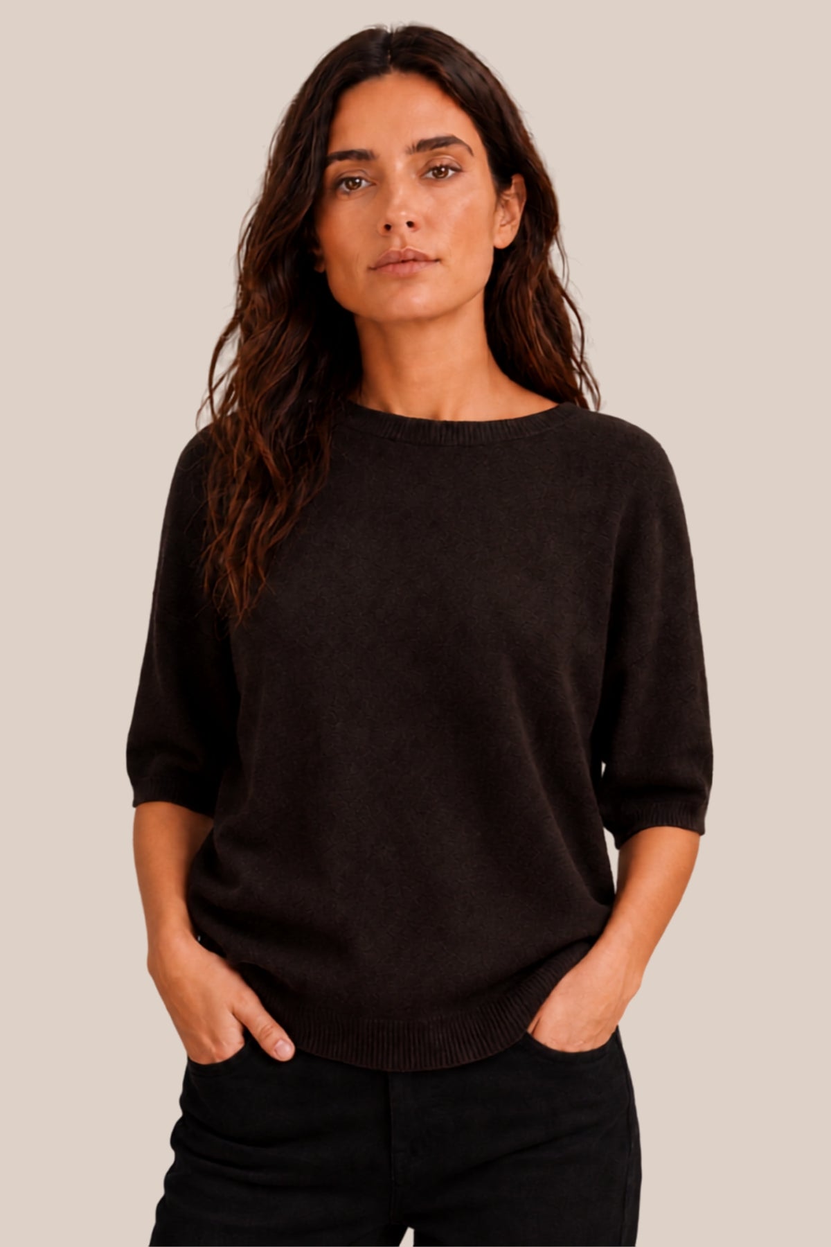 Cashmere-Blend Short Sleeve Sweater