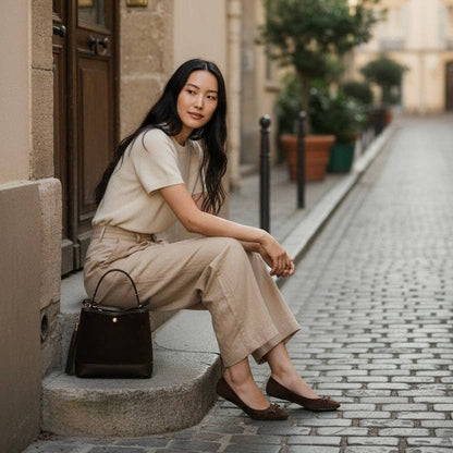 Italian Suede and Leather Bucket Bag