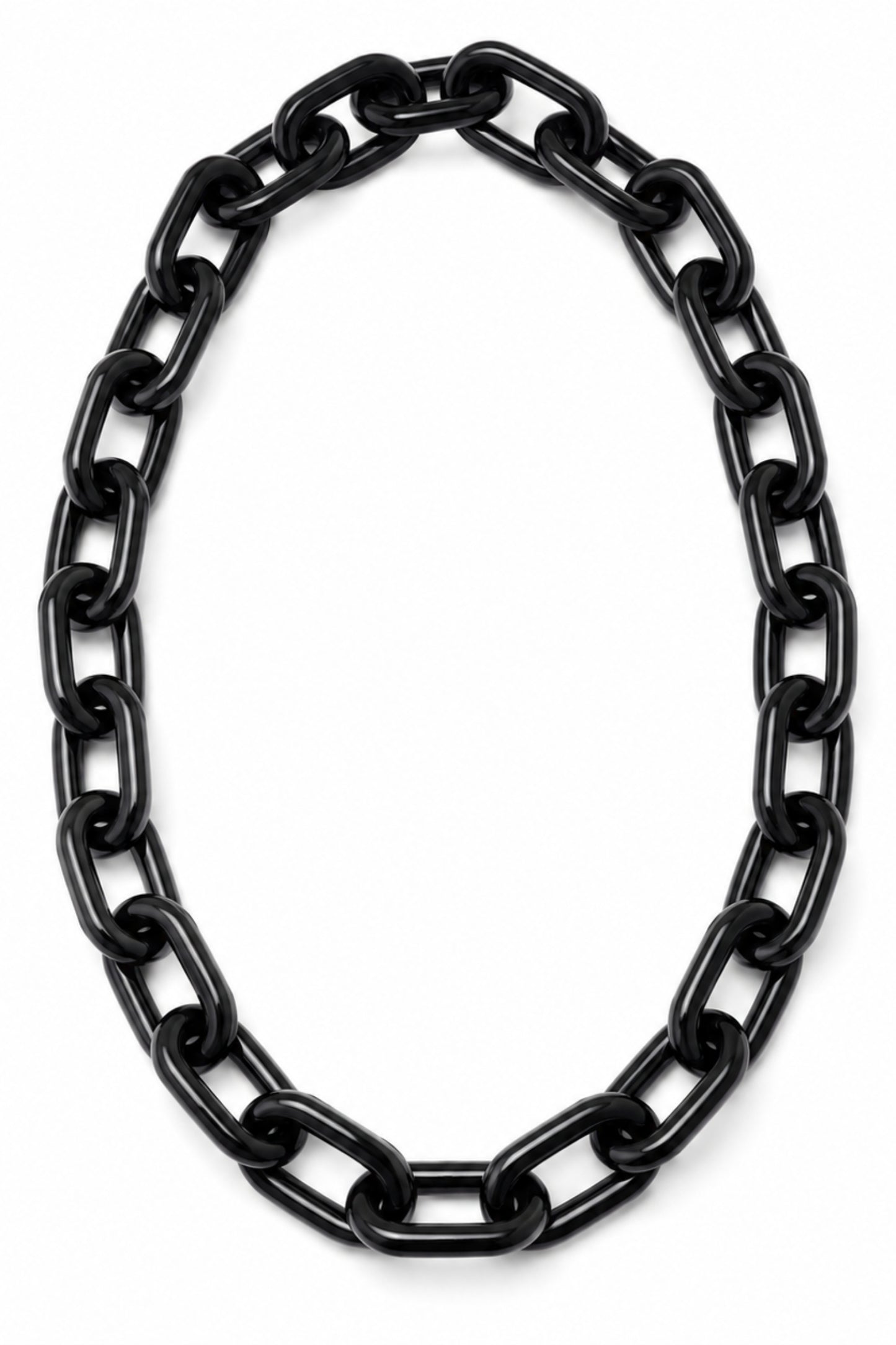 Glossy Black Oversized Link Necklace