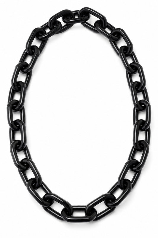 Glossy Black Oversized Link Necklace