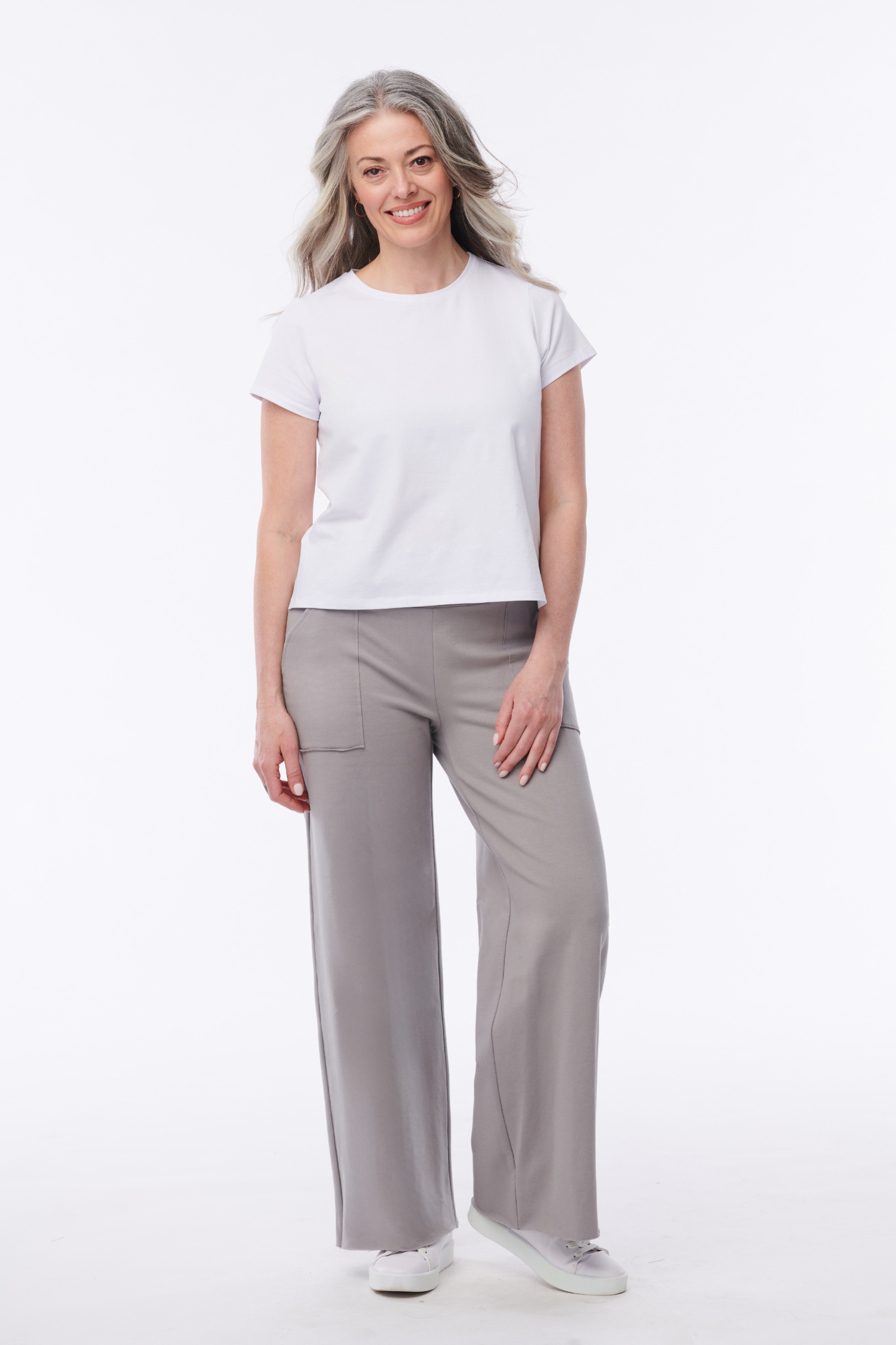 Helene Clarkson Design Andorra Luxe Terry Pants with pockets, soft fabric, relaxed fit, and stylish design for casual wear.