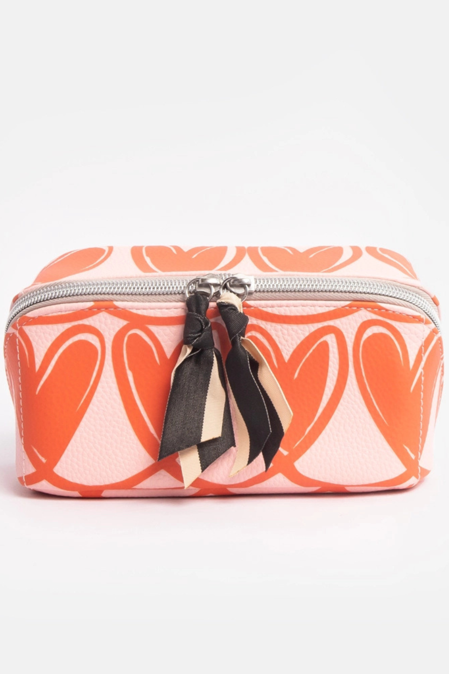 Pink/Orange Linked Hearts Diagonal Cosmetic Bag - Helene Clarkson Design