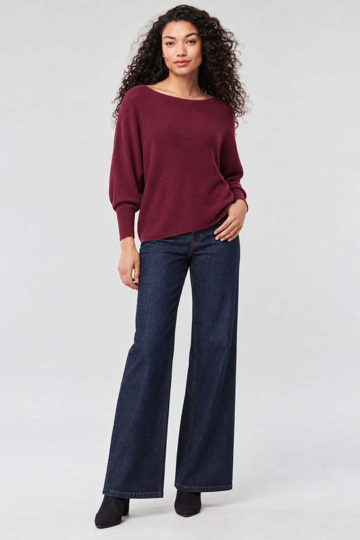 Cashmere-Blend Dolman Long Sleeve Sweater