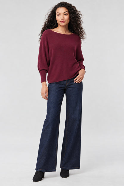 Cashmere-Blend Dolman Long Sleeve Sweater