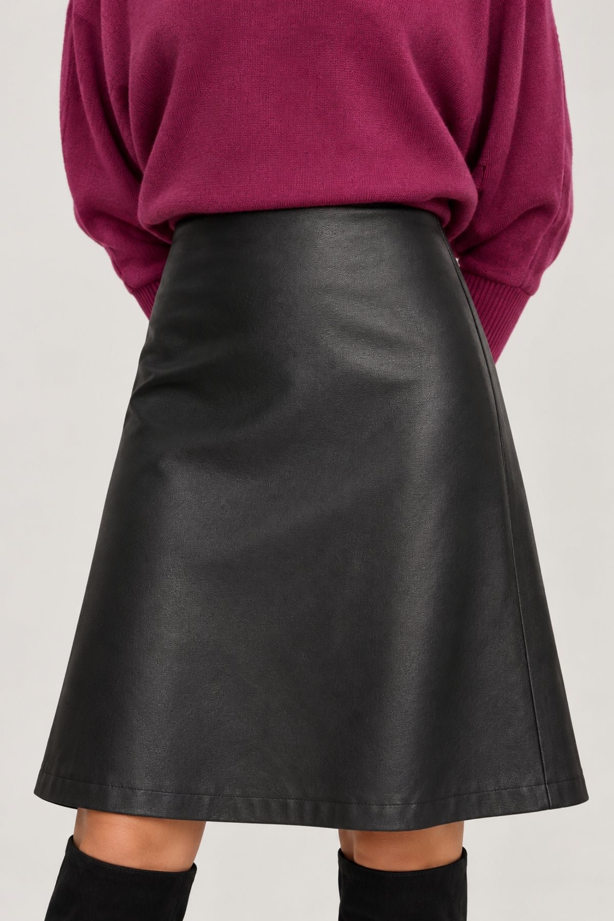 Halle Reversible Vegan Leather & Vegan Suede Skirt - Helene Clarkson Design