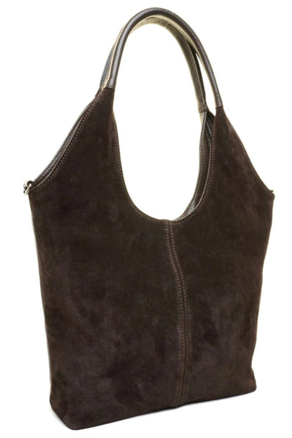 Italian Suede and Leather Shopper Shoulder and Crossbody Bag